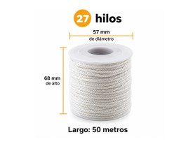 Mecha pabilo rollo 27 hilos 50 metros
